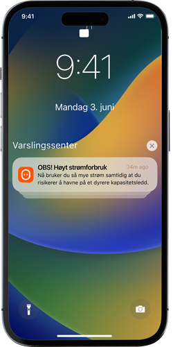 Skjermbilde av varsel fra pulsmåleren